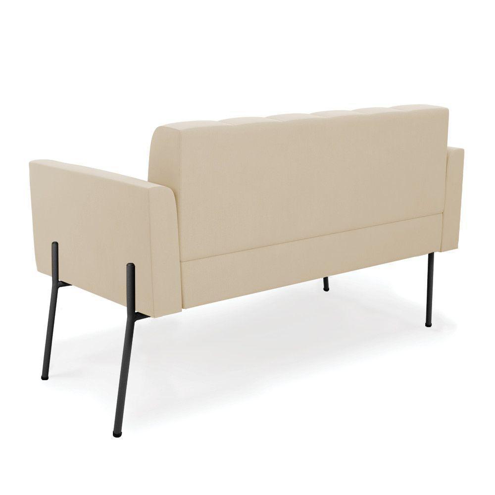 Sofá Namoradeira E 2 Poltronas Pé De Ferro Preto Elisa Suede D03 - D'rossi Cor Bege - 5