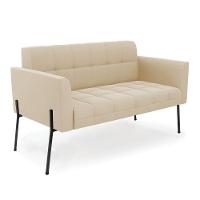 Sofá Namoradeira E 2 Poltronas Pé De Ferro Preto Elisa Suede D03 - D'rossi Cor Bege - 3