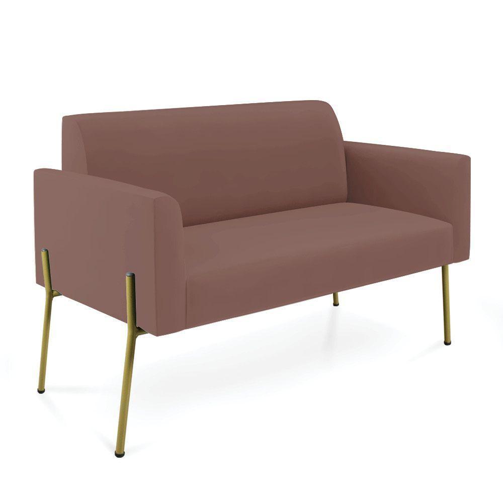 Sofá Namoradeira E 2 Poltronas Pé De Ferro Dourado Marisa Veludo Cor Rose - 6