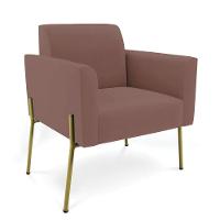 Sofá Namoradeira E 2 Poltronas Pé De Ferro Dourado Marisa Veludo Cor Rose - 7