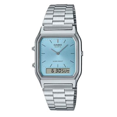 Relógio Casio Vintage Aq-230a-2a1mqydf Prata E Azul