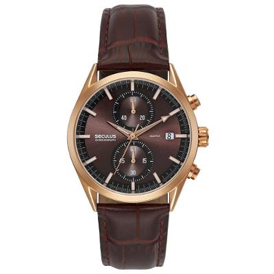 Relógio Seculus Cronógrafo 77307gpsvrc3 Vidro Abaulado Couro Rosé