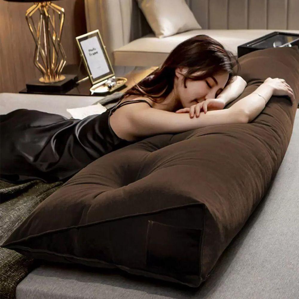 Almofada Para Cabeceira Encosto Apoio Lombar Spot 140cm Com Porta Celular Suede - Abmaza Cor Marrom - 3