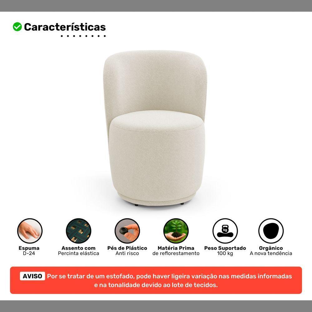 Poltrona Orgânica Decorativa Living Molly Bouclê Bege - Abmaza - 3