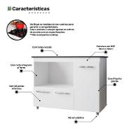 Balcão Para Cooktop Anna 114cm 03 Portas Com Tampo Recortado Branco - Abmaza - 5