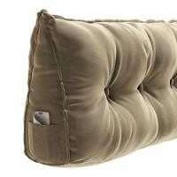 Almofada Para Cabeceira Encosto Apoio Lombar Spot 160cm Com Porta Celular Veludo - Abmaza Cor Bege - 3