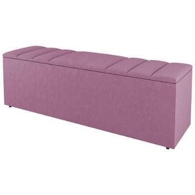 Calçadeira Baú Solteiro Grace 90cm Suede Rosa - Abmaza