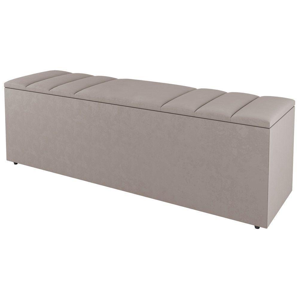 Calçadeira Baú Casal Grace 140cm Suede Bege - Abmaza - 1