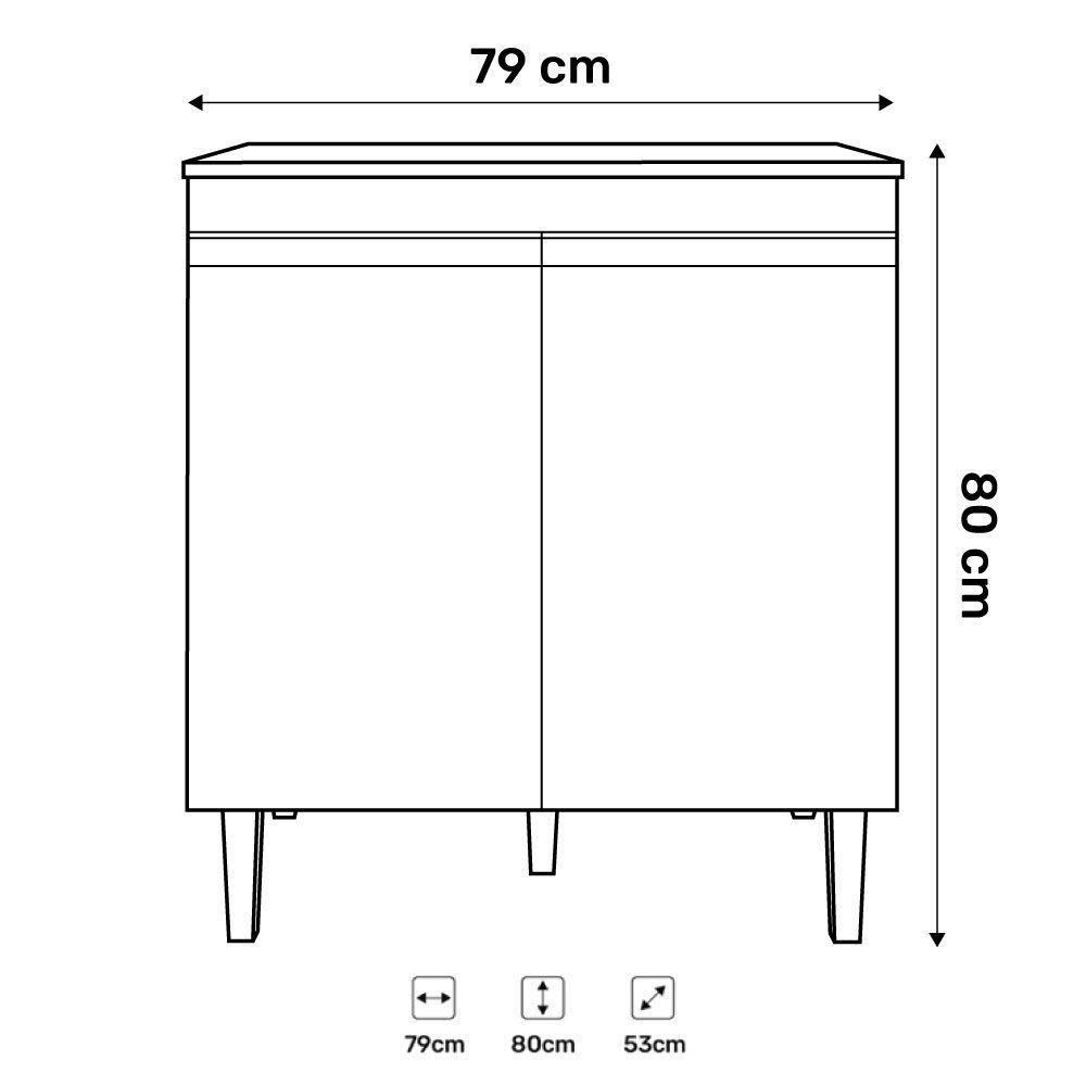 Balcão Gabinete Pia Andréia Sem Tampo 120cm E Armário Para Cooktop 02 Portas Branco - Abmaza - 6