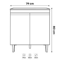 Balcão Gabinete Pia Andréia Sem Tampo 120cm E Armário Para Cooktop 02 Portas Branco - Abmaza - 6