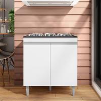 Balcão Gabinete Pia Andréia Sem Tampo 120cm E Armário Para Cooktop 02 Portas Branco - Abmaza - 8