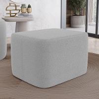 Puff Decorativo Living Yumi Retangular 60cm Bouclê Cinza Claro - Abmaza - 2