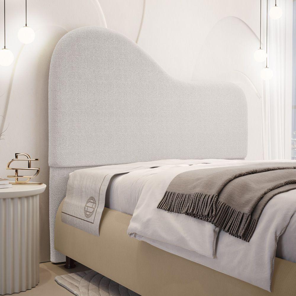 Cabeceira Orgânica Cama Box Queen Size Sea 160cm Com Frame Bouclé Off White - Abmaza - 2