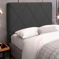 Cabeceira Cama Box Casal Queen Size Mel 160cm Com Frame Veludo Cinza Escuro - Abmaza - 2