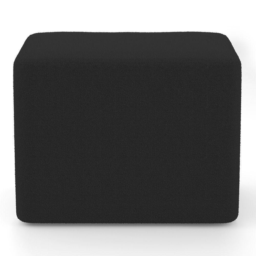 Puff Decorativo Living Yumi Retangular 60cm Bouclê Preto - Abmaza - 5