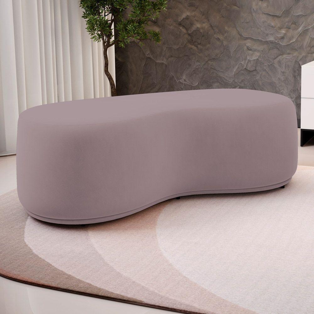 Puff Decorativo Living Aisha Orgânico 02 Lugares Veludo Rosê - Abmaza - 2