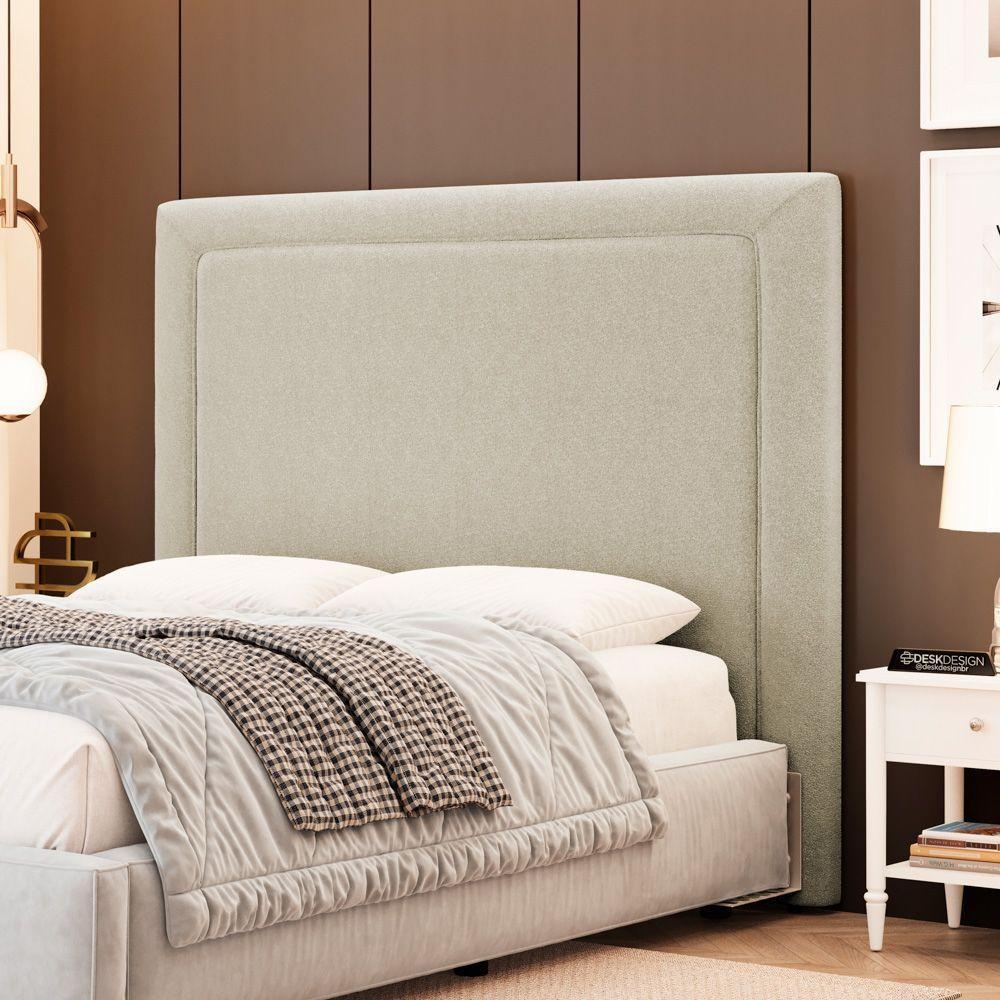 Cabeceira Cama Box King Size Alba 195cm Com Frame Bouclé Bege - Abmaza - 2
