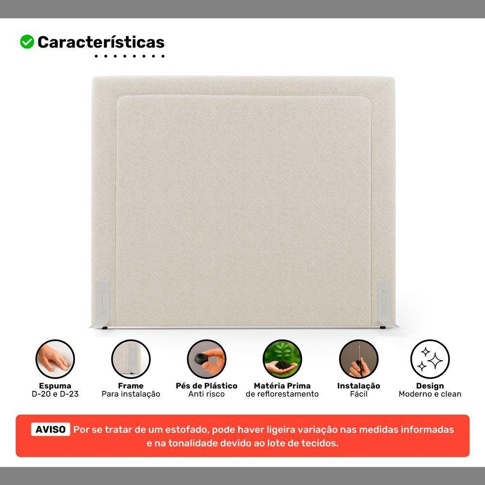 Cabeceira Cama Box King Size Alba 195cm Com Frame Bouclé Bege - Abmaza - 3