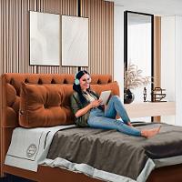 Almofada Para Cabeceira Encosto Apoio Lombar Spot 160cm Com Porta Celular Veludo - Abmaza Cor Terracota - 2