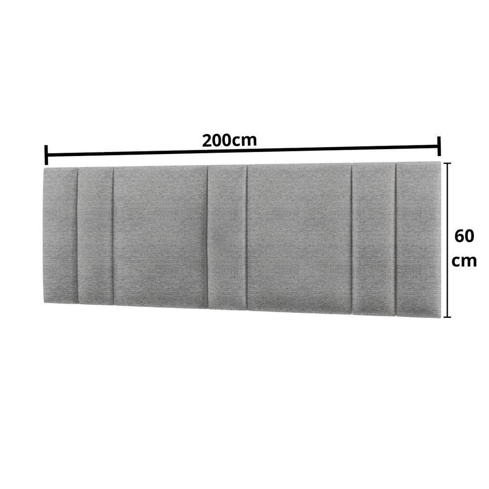 Cabeceira Painel Cama Box King Size Siri 200cm Com Led Linho Cinza - Abmaza - 4