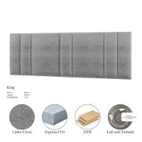 Cabeceira Painel Cama Box King Size Siri 200cm Com Led Linho Cinza - Abmaza - 3