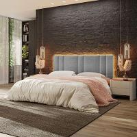 Cabeceira Painel Cama Box King Size Siri 200cm Com Led Linho Cinza - Abmaza - 6