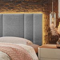 Cabeceira Painel Cama Box King Size Siri 200cm Com Led Linho Cinza - Abmaza - 7