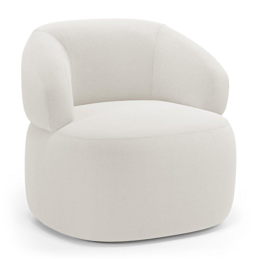 Poltrona Orgânica Giratória Living Glee Bouclê Off White - Abmaza - 1