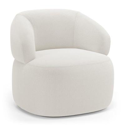 Poltrona Orgânica Giratória Living Glee Bouclê Off White - Abmaza