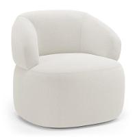 Poltrona Orgânica Giratória Living Glee Bouclê Off White - Abmaza - 1