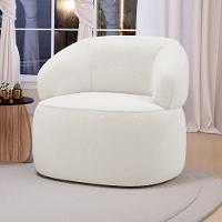 Poltrona Orgânica Giratória Living Glee Bouclê Off White - Abmaza - 6