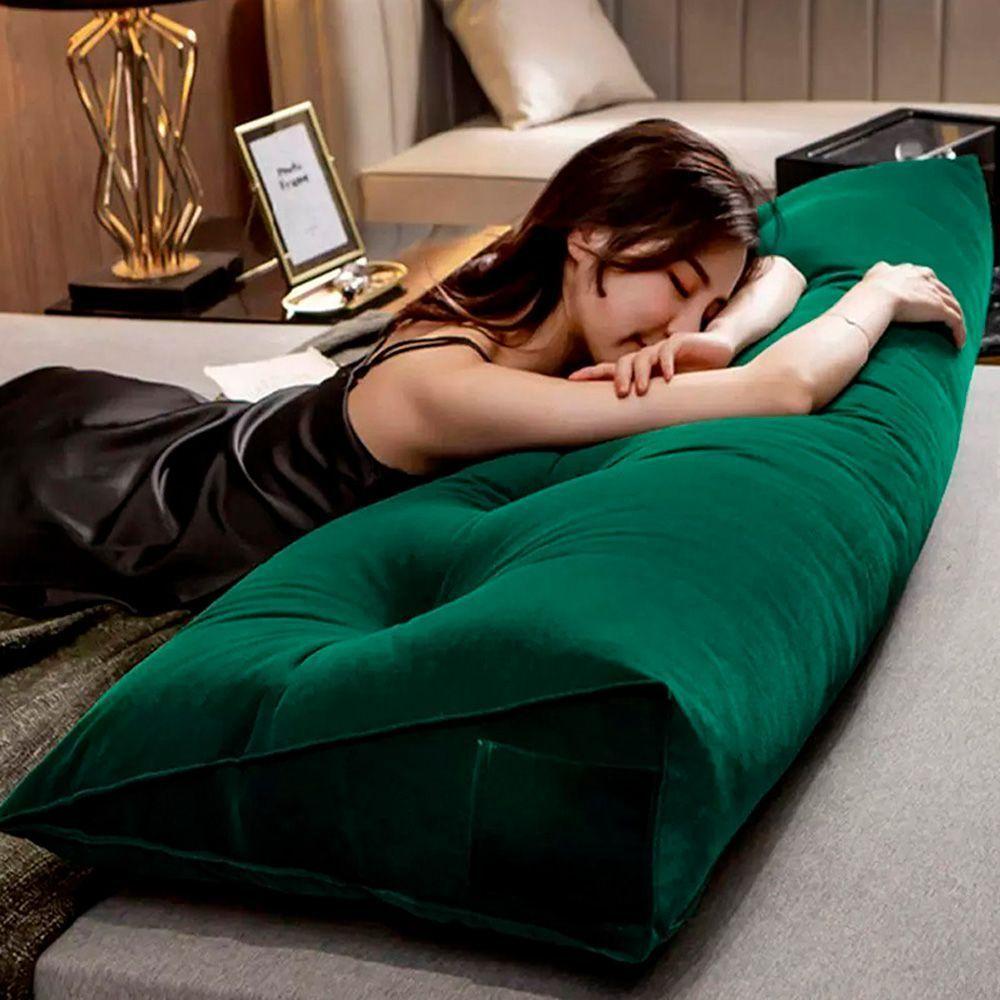 Almofada Para Cabeceira Encosto Apoio Lombar Spot 90cm Com Porta Celular Suede - Abmaza Cor Verde - 3