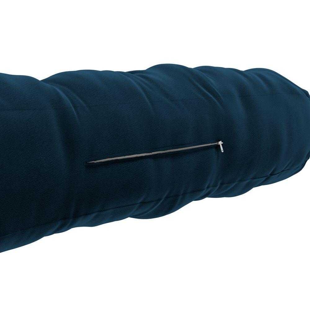 Almofada Para Cabeceira Encosto Apoio Lombar Spot 160cm Com Porta Celular Veludo - Abmaza Cor Azul Escuro - 3