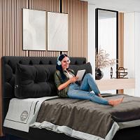 Almofada Para Cabeceira Encosto Apoio Lombar Spot 160cm Com Porta Celular Veludo - Abmaza Cor Preto - 6
