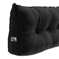 Almofada Para Cabeceira Encosto Apoio Lombar Spot 160cm Com Porta Celular Veludo - Abmaza Cor Preto - 7