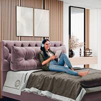 Almofada Para Cabeceira Encosto Apoio Lombar Spot 160cm Com Porta Celular Veludo - Abmaza Cor Rosê - 2