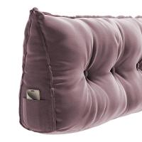 Almofada Para Cabeceira Encosto Apoio Lombar Spot 160cm Com Porta Celular Veludo - Abmaza Cor Rosê - 6