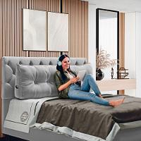 Almofada Para Cabeceira Encosto Apoio Lombar Spot 160cm Com Porta Celular Veludo - Abmaza Cor Cinza Claro - 2