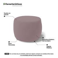 Conjunto 03 Puffs Decorativos Living Aisha Orgânico Veludo Rosê - Abmaza - 6
