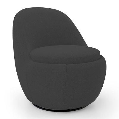 Poltrona Orgânica Living Memphis Giratória Bouclê Preto Abmaza