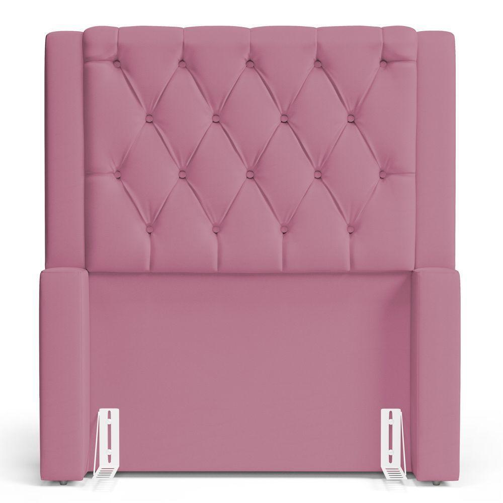Cabeceira Atena Para Cama Box Solteiro 90cm Capitonê Com Frame Suede Rosa - Abmaza - 3