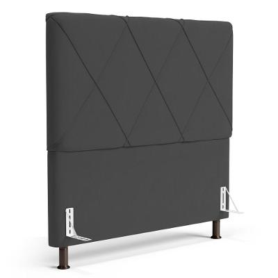 Cabeceira Cama Box Casal King Size Mel 195cm Com Frame Veludo Cinza Escuro - Abmaza