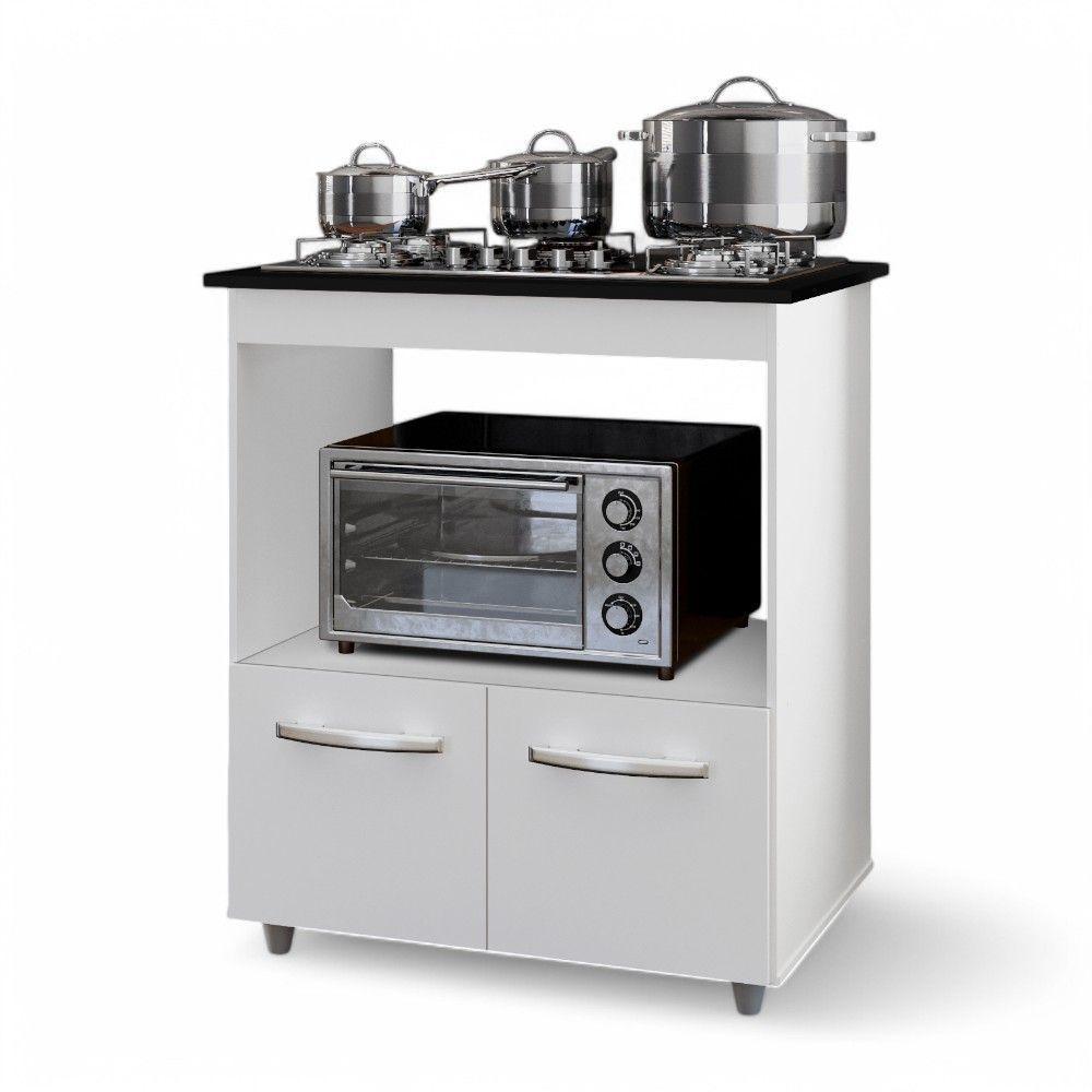 Balcão Para Cooktop Elis 75cm 02 Portas Com Tampo Recortado Branco - Abmaza - 1