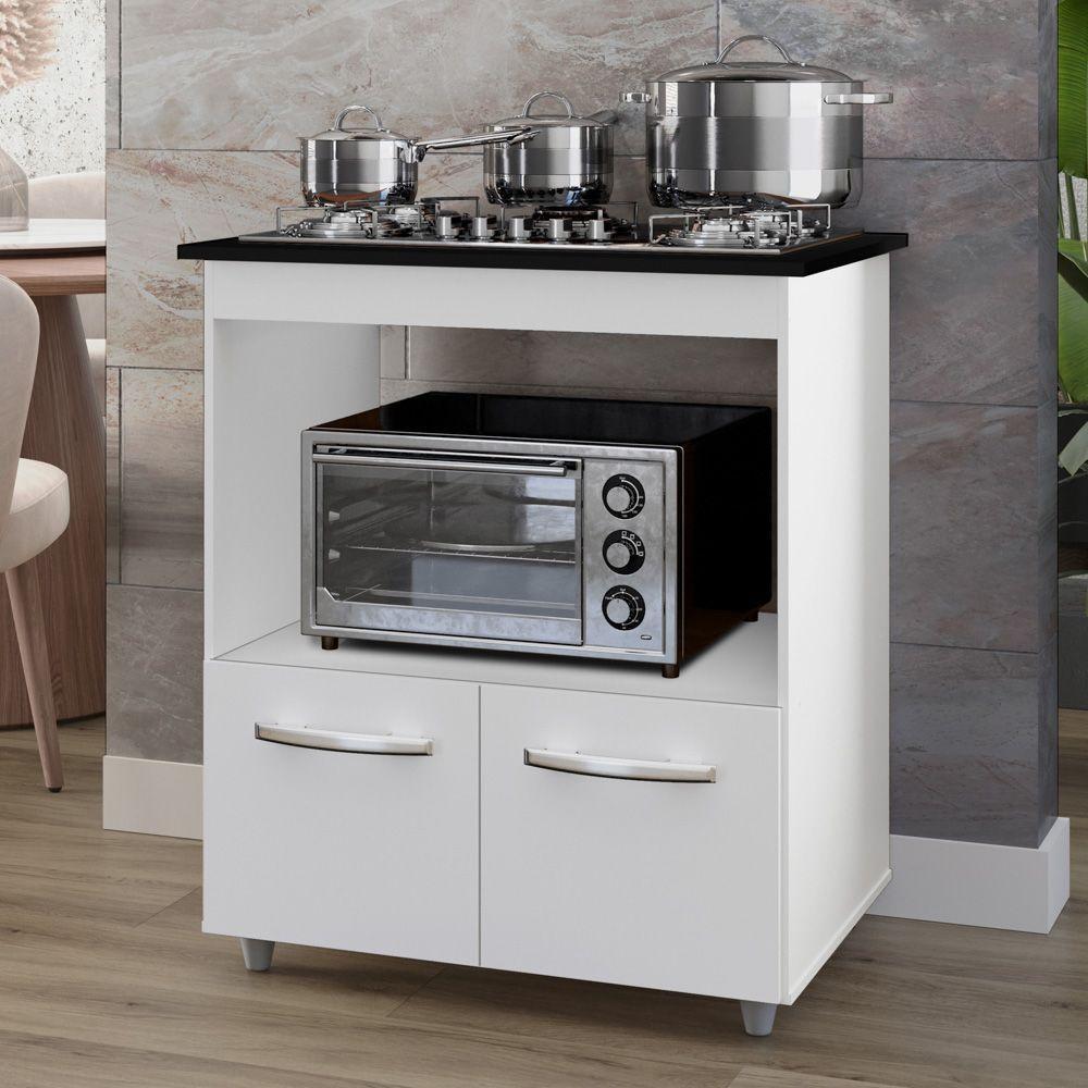 Balcão Para Cooktop Elis 75cm 02 Portas Com Tampo Recortado Branco - Abmaza - 2