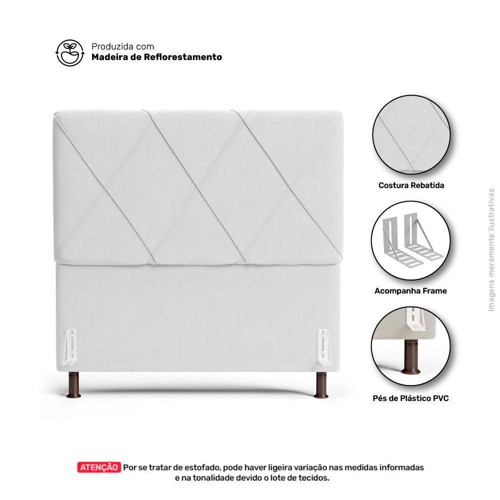 Cabeceira Cama Box Casal King Size Mel 195cm Com Frame Sintético Branco - Abmaza - 3