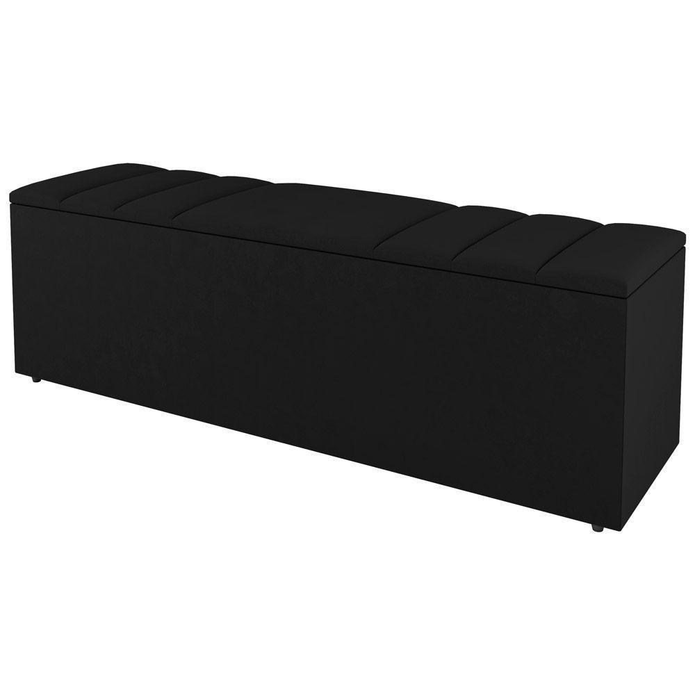Calçadeira Baú Casal Grace 140cm Suede Preto - Abmaza - 1
