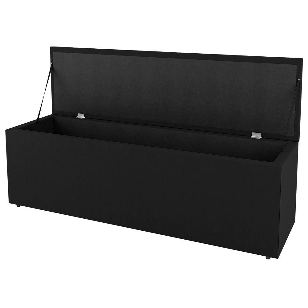 Calçadeira Baú Casal Grace 140cm Suede Preto - Abmaza - 2