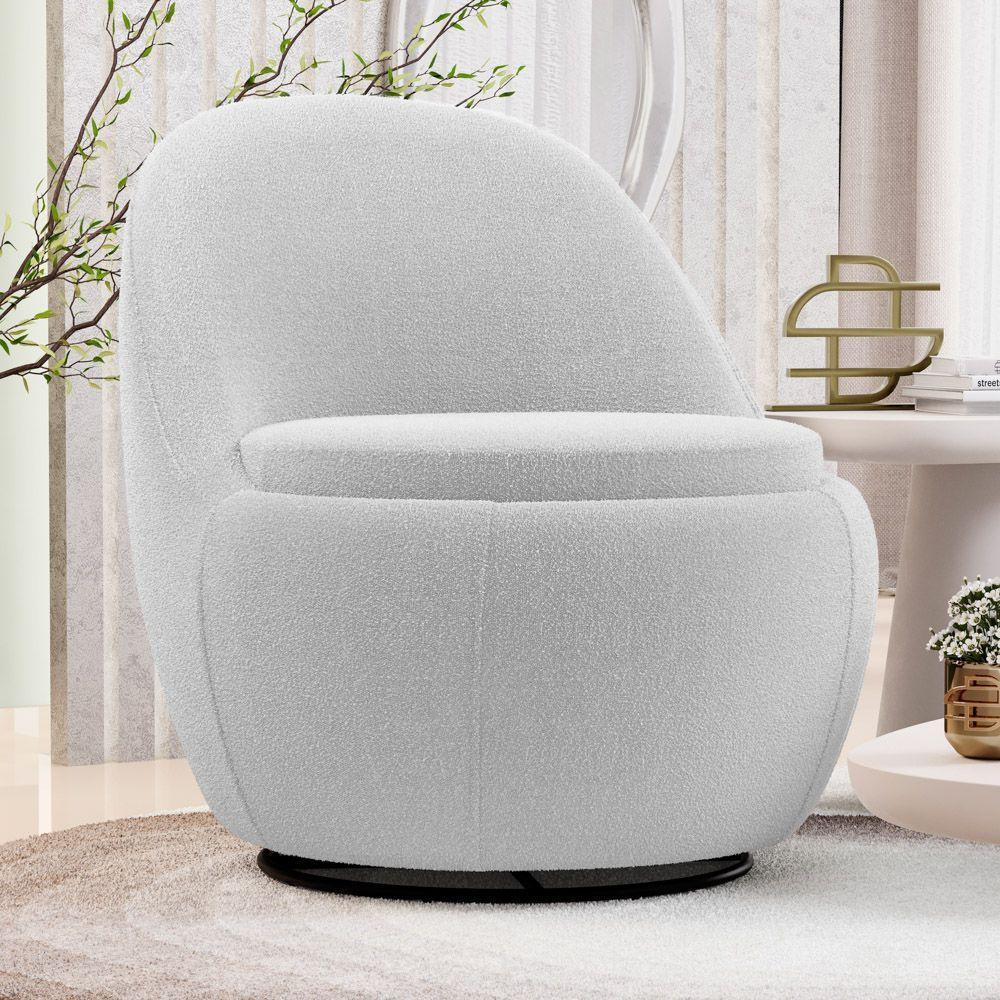 Poltrona Orgânica Living Memphis Base Giratória Bouclê Cinza Claro - Abmaza - 2