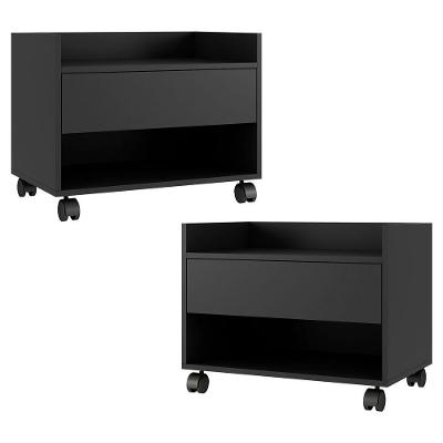 Kit 02 Gabinetes Armário Banheiro Multiuso Ivy 60cm 100% Mdf Bp Com 01 Gaveta Preto - Abmaza