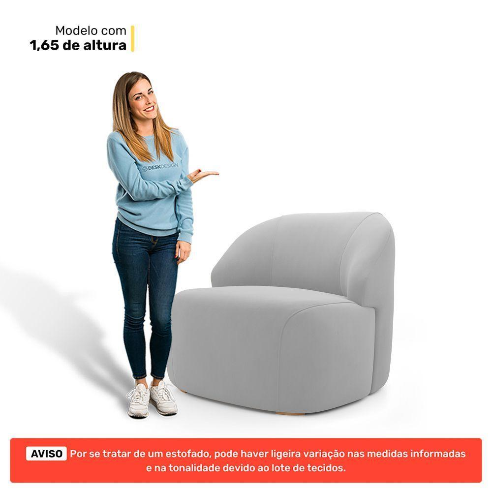 Kit 02 Poltronas Decorativas Kaya Orgânica Veludo Cinza Claro - Abmaza - 5